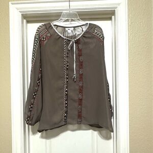 Mirror Image Semi Sheer BOHO Top S